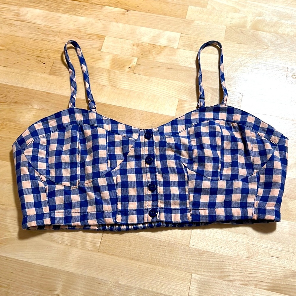 Plaid Crop Top with Stretchy Back + Adjustable Straps